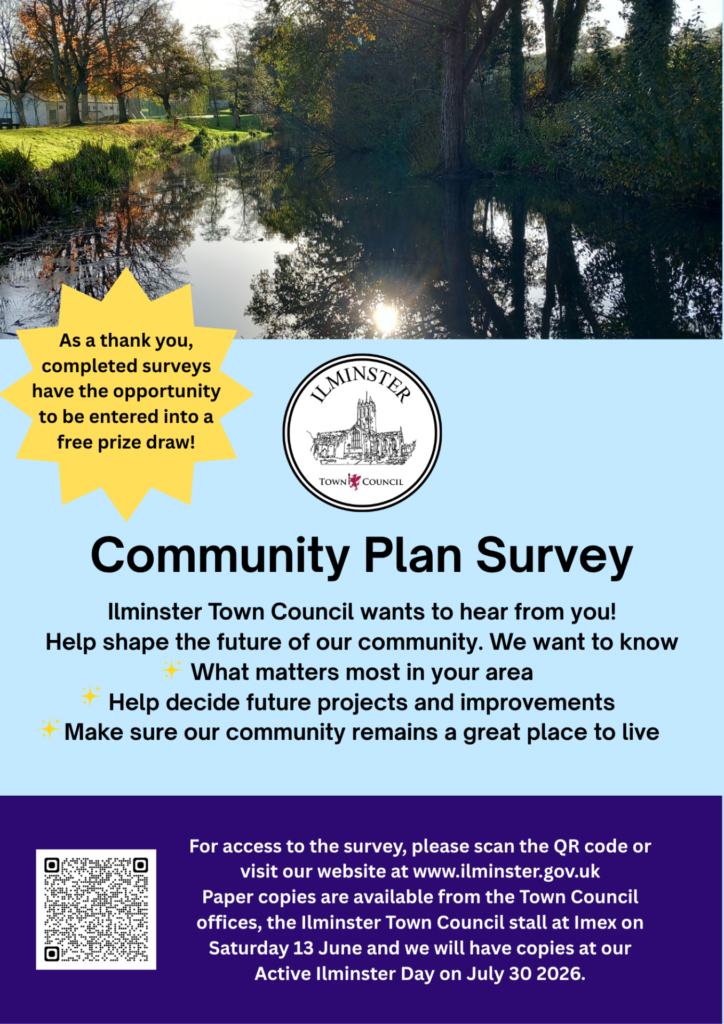 Community plan survey poster. The QR code will take you to the survey.
