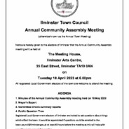 Annual Community Assembly Meeting – Tuesday 18 April 2023 at 6.00pm – being held at The Meeting House, Ilminster Arts Centre, East Street, Ilminster TA19 0AN